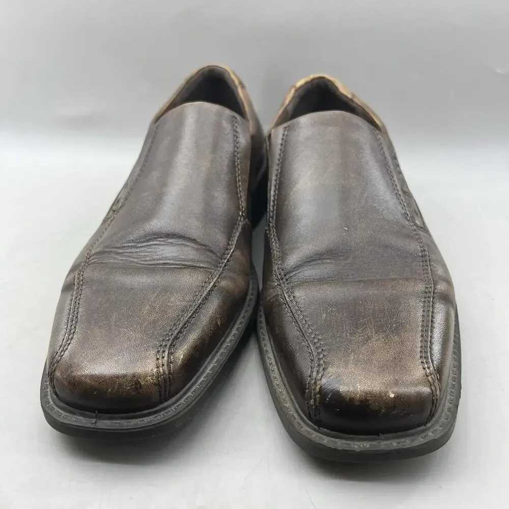 ECCO New Jersey Loafers Oxford Men Size 9 Brown Leather Comfort Square Toe Shoes